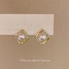 Estilo coreano Brincos de pérolas simples moda feminina distintivo oco quadrado brincos de diamante 925 brincos de prata para namoradas