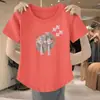 Transfronterizo Nuevo Estilo Chino Tendencia Nacional Nuevo Estilo Corto Verano Manga Corta Camiseta de Manga Corta Mujer Ajustado Cuello Redondo Irregular Top Mujer