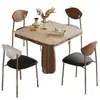 Mesa de comedor plegable de pizarra, convertible en mesa redonda, nuevo diseño para apartamentos pequeños, con estilo de mediados de siglo con piedra natural y madera maciza