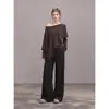 Diseño asimétrico estilo francés, suéter de punto de manga larga suave y elegante para mujer, chal estilo capa, crea un efecto adelgazante con un diseño de dos piezas simulado