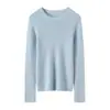 Nuevo Otoño/Invierno 100% Cachemira Pura Top Base Sin Costuras Cuello Redondo para Mujer Manga Larga Corte Ajustado Lana Amigable con la Piel Top Interior