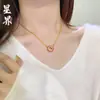 Colar de Moedas Redondas Encaixáveis Popular do Xiaohongshu, Acessório de Moda Versátil de Luxo Leve, Corrente para Clavícula com Diamantes Coloridos que Trazem Sorte, Fornecimento ao Vivo