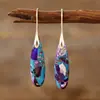 Pendientes de Aro con Colgante de Gota de Agua Piedra del Emperador Neo Bohemia Transfronterizos Pendientes Joyería Popular Europea y Americana de Piedra Natural