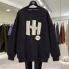 Sudadera Gruesa de Cuello Redondo con Forro Polar para Hombre y Mujer Universal Otoño e Invierno Nuevo Caliente Americano Estampado Manga Larga