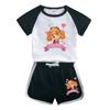Wang Wang Team Terno de verão para meninas 2022 Novo estilo elegante de manga curta terno infantil para meninas terno de duas peças para crianças pequenas e médias