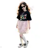 Faldas para Niñas 2026 Nuevo Conjunto de Verano Falda de Tul de Manga Corta para Niños Conjunto de Dos Piezas Estilo Princesa Elegante de Verano