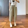 Calças Casuais Estilo Japonês para Mulheres, Verão, Perna Reta, Versátil, Soltas, Cropped, Harem, Cenoura, Petite, Longas