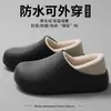 Chinelos de algodão impermeáveis femininos outono e inverno novo par para casa ao ar livre sola grossa antiderrapante EVA com veludo quente Birkenstock masculino