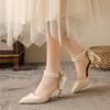 Zapatos de Salón Baotou para Mujer 2025 Nuevos Punta Francesa Sandalias de Perlas Elegantes Tacones Altos Zapatos Romanos Zapatos de Moda