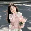 Novo Conjunto de Primavera e Outono para Meninas Mais Velhas: Conjunto Duas Peças: Moletom Gola Alta Doce e Fresco com Saia Bolo de Renda Delicada Estilo Coreano