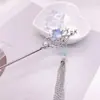 Grampo de Cabelo com Borla de Pedra da Lua, Novo Estilo Chinês, Grampo de Cabelo de Alto Padrão Estilo Antigo, Grampo de Cabelo Fresco e Elegante, Acessório de Nicho