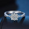 Anillo Elegante de Copo de Nieve con Diamantes Completos Estilo Coreano Anillo Abierto de Diamantes Moissanita Anillo de Diamantes Envolventes para Mujer Accesorios de Regalo de Compromiso