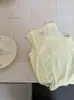 Chal de punto versátil de color caramelo dopamina, estilo coreano casual de verano para niños, camiseta sin mangas simple de color liso