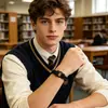 Pulsera de Moda Transfronteriza Europea y Americana Brazalete Tejido para Hombres Cierre de Acero Inoxidable Cuerda Roja de Mano para Pareja Joyería para Estudiantes