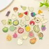 Mezcla de 30 Modelos de Frutas Simuladas en Miniatura con Goteo de Aceite, Sandía, Lichi, Mango, Uva, Plátano y Otros Accesorios de Joyería con Colgantes de Aleación