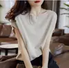 Nueva Camiseta Suelta de Verano 2026 para Mujer con Escote Bardot, Estilo Coreano, Top Favorecedor de Manga Murciélago, Tejido de Seda Helada