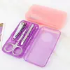 Set de Cortauñas Casa Mini Caja de Plástico Set de 4 Piezas Herramientas de Belleza Manicura Set de Regalo Set de Cortauñas