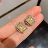 Joias Huabi Cor Retro Tesouro Zircônia Simulação Diamante Amarelo Brincos Quadrados Longos Anéis Colar Conjunto de Joias Femininas