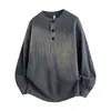 Suéter de punto con patrón para hombre, cuello redondo, botones, hilo, Otoño e Invierno, moda masculina, holgado, casual, capa base, estilo perezoso