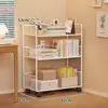 Estante de Chão Prateleira de Armazenamento de Mesa Lateral Multi-Camadas Prateleiras Móveis para Armazenamento de Livros com Rodas Carrinho Pequeno Estante de Escritório