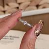 Anillo de Diamante Ojo de Caballo Trefilado Estilo Francés Lujo Ligero Estilo Antiguo Medio Anillo de Moda Ins para Mujer Personalizado Todo-partido Plata Dedo Índice Venta al por Mayor