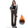 Jeans Ajustados de Terciopelo Retro Maillard Naranja Infantil para Mujer, de Tiro Alto, Ajustados, Modernos y Versátiles, Pantalones Rectos