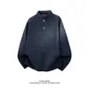 Camiseta casual de manga larga con cuello Henry texturizado para hombres y mujeres, otoño retro americano, ajuste limpio, top casual para pareja