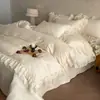 Nuevo Estilo Algodón 100% Grado A 60S Lavado Jacquard Repujado Juego de Cubre Cama, Juego de Funda Nórdica Estilo Encaje Francés de Cuatro Piezas, Ropa de Cama de Algodón Puro