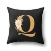 Funda de Almohada de Poliéster Decoración de Coche Hogar 26 Letras Inglesas Impresas Cojín Lumbar Funda de Almohada para Sofá QTB47