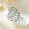 Anillo Geométrico de Acero Inoxidable 304 Europeo y Americano de Moda para Mujer, Anillo Abierto de Atmósfera Exquisita para Dedo Índice en Stock