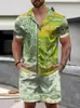 Conjunto de Camisa Hawaiana de Manga Corta y Shorts para Hombre Más Vendido Transfronterizo Moda Estampado 3D Patrón Colorido Ropa Casual