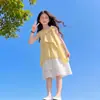 Vestido de Tirantes sin Mangas de Verano para Niña, Vestido Dulce y Lindo con Lazo, Diseño de Moda, Vestido Irregular de Princesa
