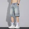 Shorts Jeans Vintage Rasgado Lavado para Homens, Estilo Verão, Amigo da Pele e Respirável, Shorts Jeans Casuais Masculinos
