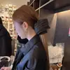 Saia Preta com Listras Finas Estilo Coreano Elástico de Cabelo Tecido Texturizado Corda de Cabelo para Rabo de Cavalo Acessórios de Cabelo 2025 Novo Elegante Corda de Cabelo