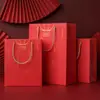 Bolsa de Regalo Roja China para Festival de Año Nuevo Retro, Bolsa de Papel, Empaque de Mano de Alta Gama para Dulces y Recuerdos Infantiles