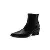 Botines de tobillo a la moda y minimalistas estilo británico de 5.5 cm, nueva colección otoño/invierno 2026, punta fina, tacón grueso, cremallera lateral, botas de moda