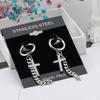 Directo de fábrica Europeo y Americano transfronterizo nuevo aretes de acero de titanio de aro redondo con tendencia Joker de cadena cruzada con borla