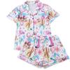 Pijama Popular de Comercio Exterior Transfronterizo, Botas Vaqueras de Cuatro Estaciones, Shorts Estampados de Manga Corta con Solapa, Conjunto de Ropa para el Hogar para Mujer