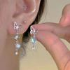 Aretes Asimétricos de Mariposa Hada Galáctica Sin Perforación Exquisitos Súper Hada Accesorios Versátiles para Orejas