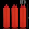 Botella dispensadora de condimentos de tres agujeros de grado alimenticio botella dispensadora de salsa de tres agujeros botella dispensadora de salsa para puesto callejero comercial tipo dispensador de tres agujeros comercial