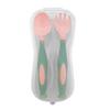 Colher de silicone para bebês, utensílios de mesa para crianças, treinamento de bebês, alimentos complementares, colher com cabeça macia, garfo, colher de silicone portátil para mordida