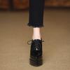 Zapatos de Salón Individuales con Tacón Grueso de Charol para Mujer, Nuevo Estilo Primavera y Otoño 2026, Zapatos de Tacón Alto Súper Elegantes con Plataforma y Cordones para Mujer