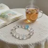 Pulseira de Cristal Branco Puro Natural Combinada com Água-Marinha Pulseira de Círculo Único DIY, Fornecimento Direto do Fabricante