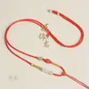 Cordão para Pingente de Jade Hetian Pingente de Ágata e Jade Tecido à Mão Corda de Colar com Pingente Pixiu de Jade Venda por Atacado