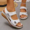 Sandalias deportivas de bloque de color de talla grande para mujer, suela gruesa, costuras transfronterizas, velcro, chanclas de playa, deseo