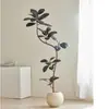 Árbol de Goma Black Diamond Planta Verde Artificial Decoración de Sala de Estar de Lujo de Gama Alta Planta Falsa Biónica Grande de Pie Estilo Wabi-Sabi