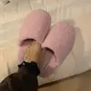 Pantuflas peludas Nanbowan para mujer, otoño e invierno, de punta cerrada, antideslizantes, para uso en interiores en casa, silenciosas, pantuflas sencillas de algodón para parejas