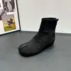 Botas de Cano Alto Birkenstock Estilo Coreano Camurça Bico Dividido Femininas 2026 Outono Novas Bico Redondo Salto Baixo Emagrecimento Botas Versáteis para Mulheres Baixinhas