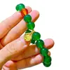 Pulseira Hidratante Gelo Transparente de Calcedônia Verde Natural Vitrificada Imperial Verde 10mm