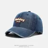 Gorro de Bebé Gorra de Béisbol de Mezclilla Vintage Desgastada Unisex para Bebé Versátil Bordado de Letras Gorra con Pico Protección Solar